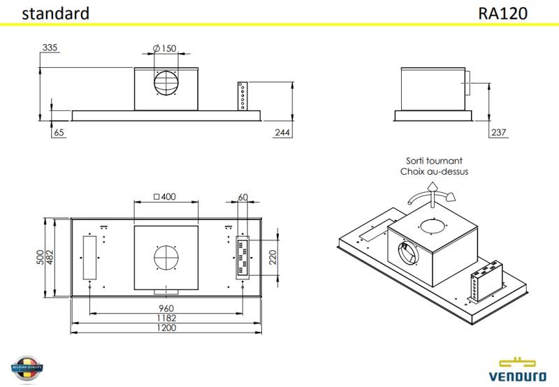 Hotte groupe aspirant Venduro RA120MMIBLACK detail 1