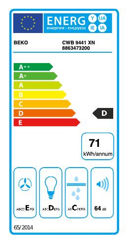 Dampkap wand/schouw Beko CWB9441XN detail 4