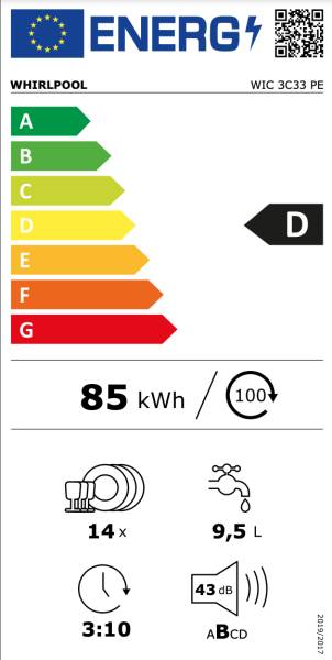 Vaatwasser volledig integreerbaar 60cm Whirlpool WIC3C33PE detail 6