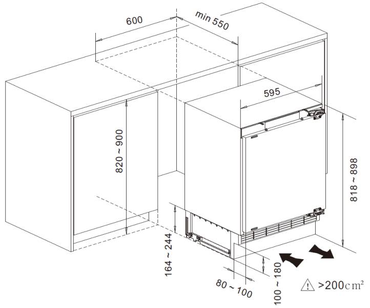 Frigo encastrable sous plan de travail Exquisit UKS140-V-FE-010D detail 2