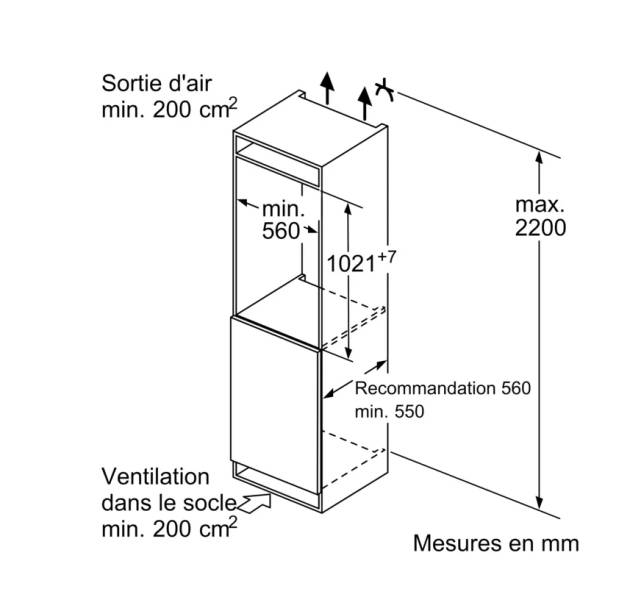 Frigo intégrable hauteur 102cm Siemens KI31RNSE0 detail 5