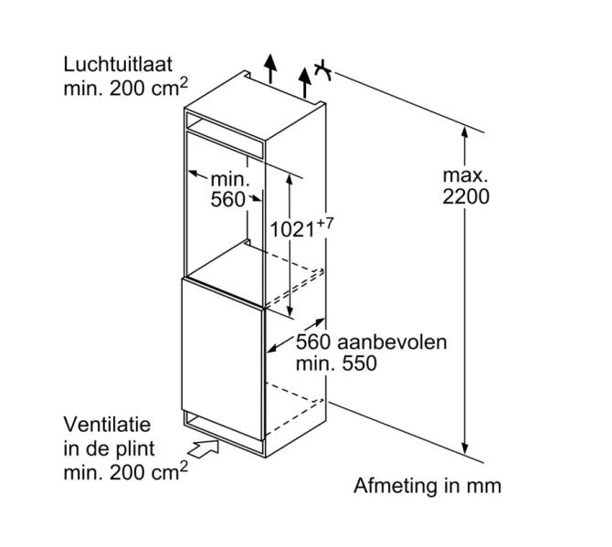 Koelkast inbouw 102 cm hoog Siemens KI31RVFE0 detail 5