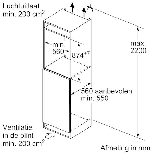 inbouw koelkast 88 cm hoog Bosch KIR21NSE0 detail 5